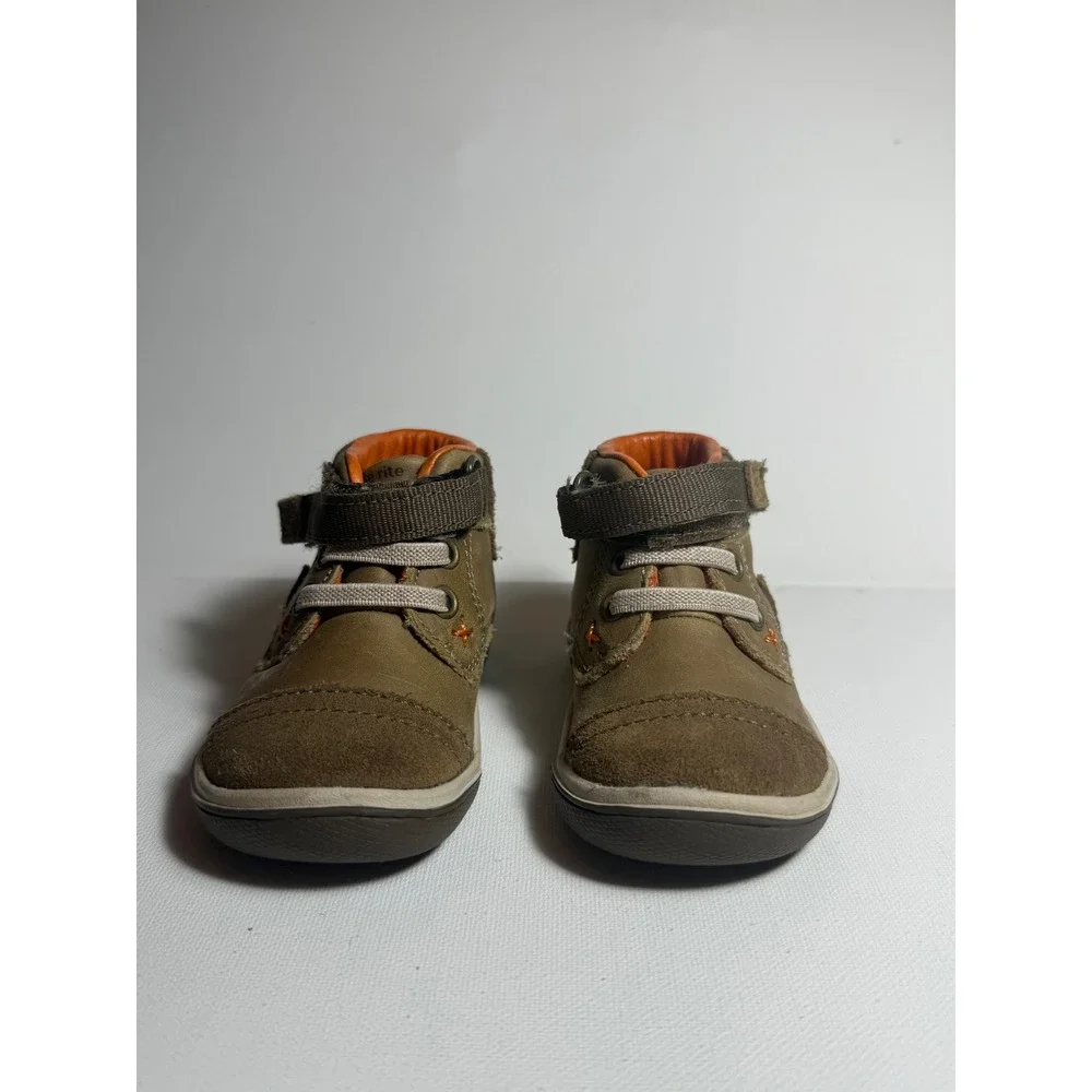 Stride Rite Infant Boys Leather High Top Brown Shoes-Sz 3M-New-Never Worn